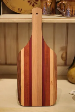 Small Striped Cutting Board with Handle in Oak - Size 6x17