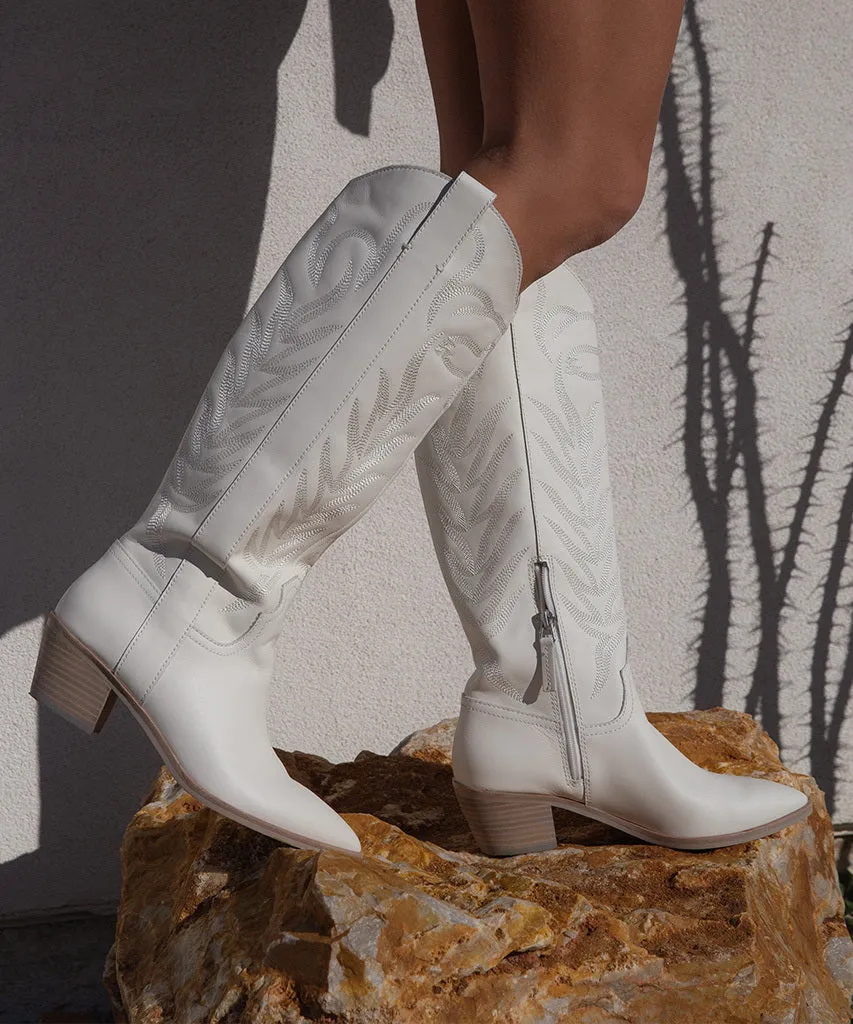 SOLEI Boots White Leather | White Leather Cowboy Boots– Dolce Vita 4391054049346