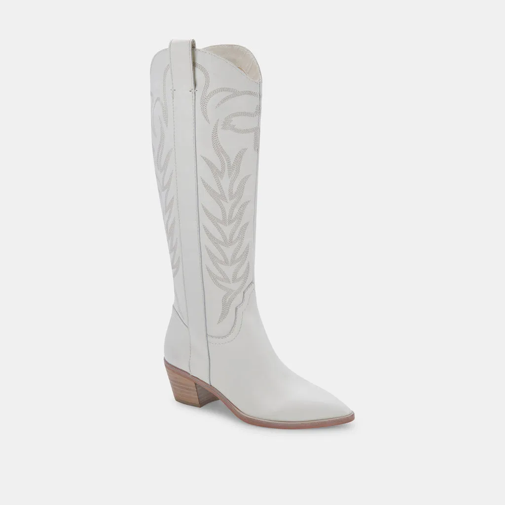 SOLEI Boots White Leather | White Leather Cowboy Boots– Dolce Vita 4391054049346