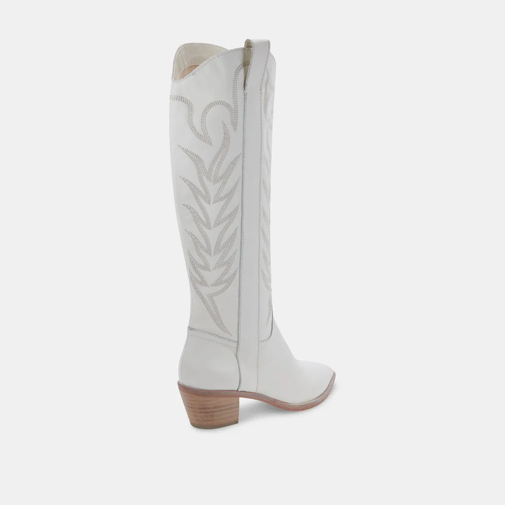 SOLEI Boots White Leather | White Leather Cowboy Boots– Dolce Vita 4391054049346