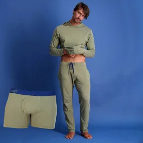 TAILORED COMFORT GIFT PACK! Tailored Lounge Pant, Hoodie, and Boxer Brief in Olive by Wood Underwear