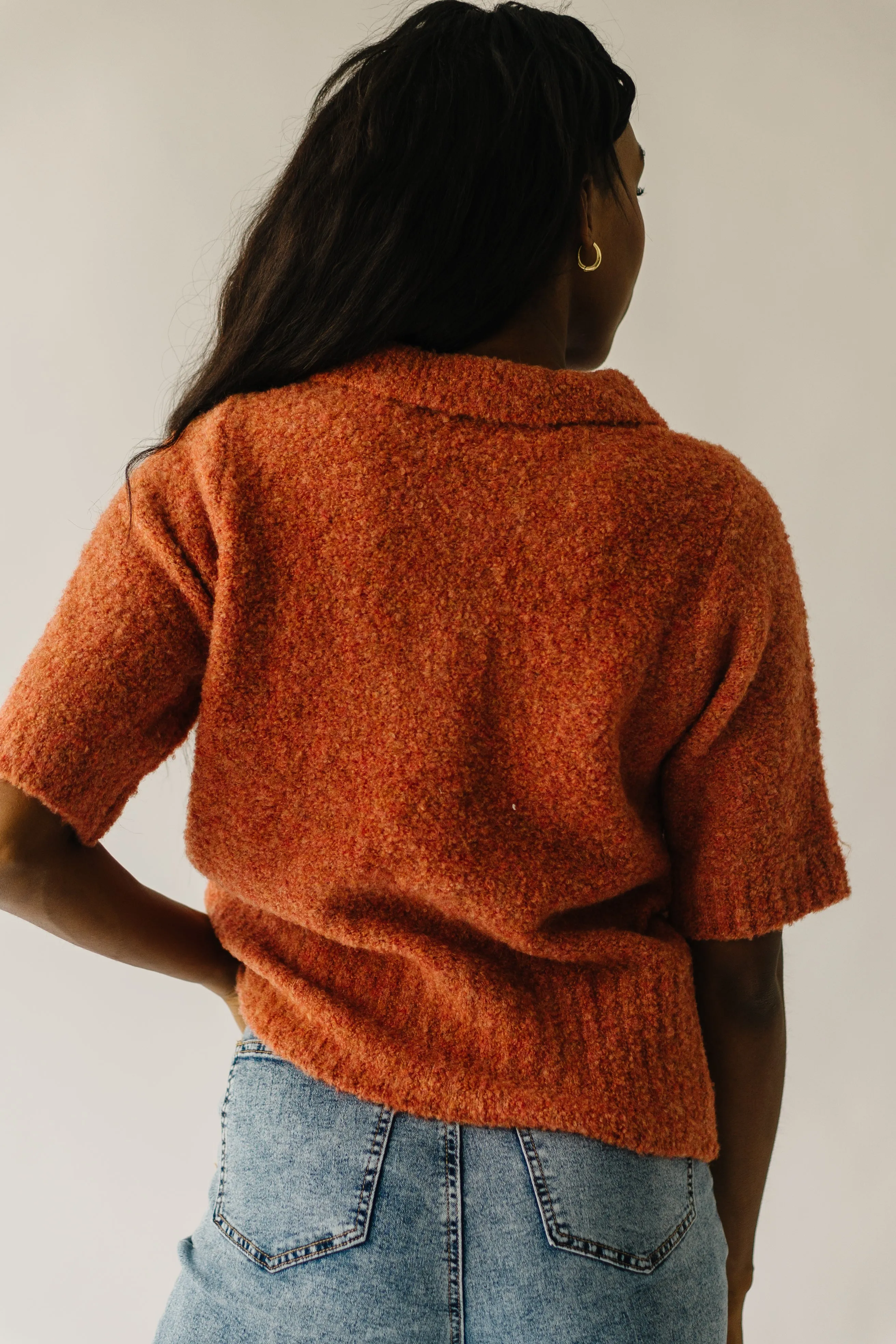 The Onata Button Collar Sweater in Terracotta