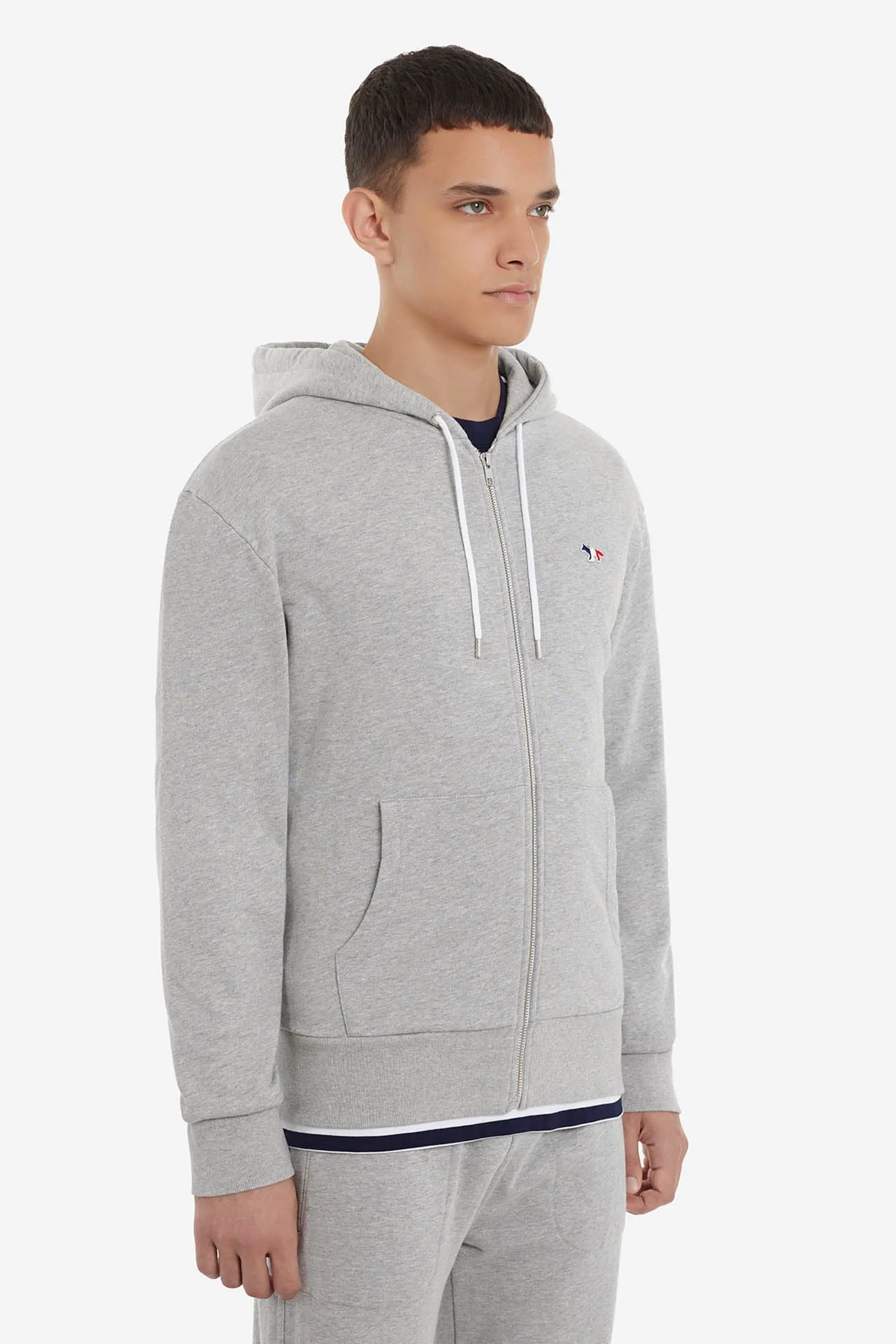 TRICOLOR FOX PATCH ZIP HOODIE<BR/>