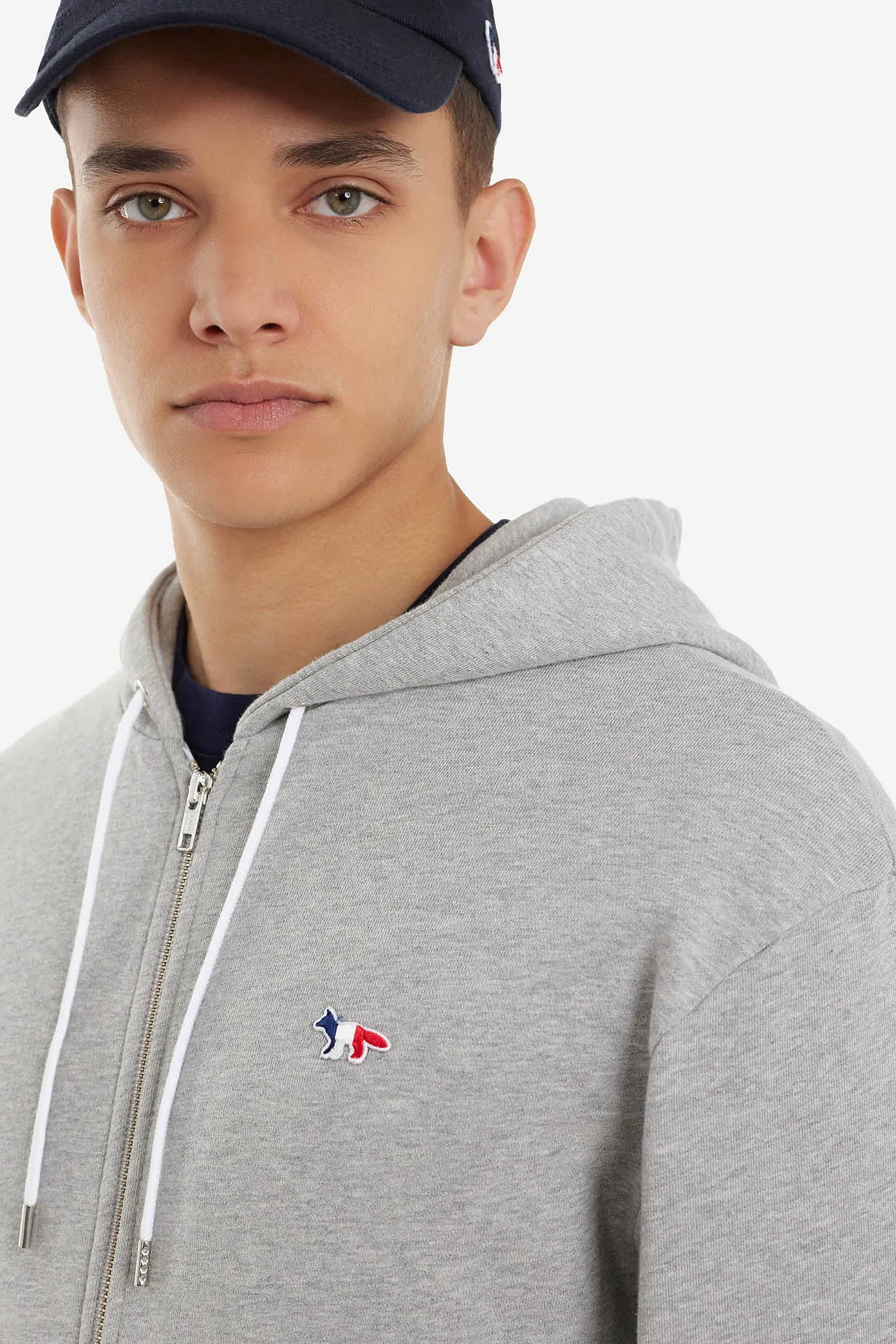 TRICOLOR FOX PATCH ZIP HOODIE<BR/>