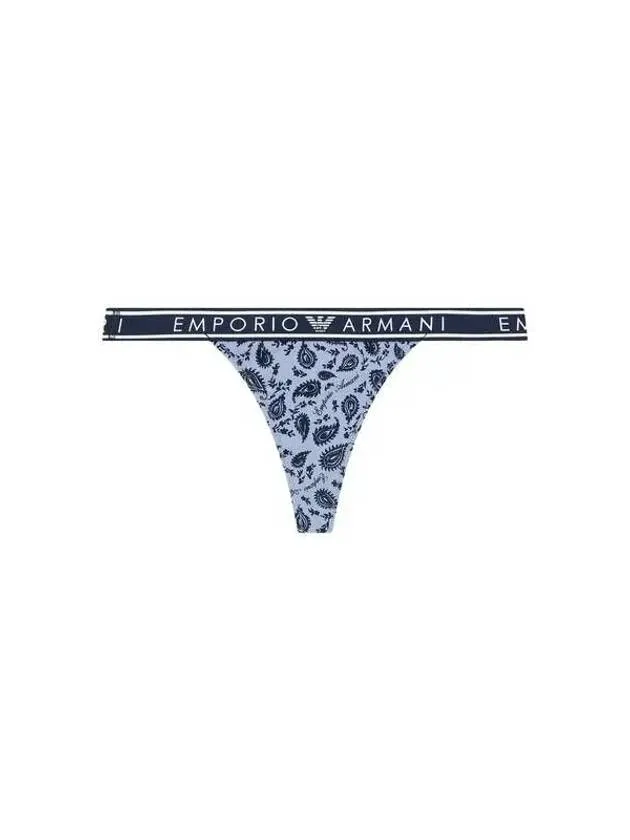 UNDERWEAR Women s Line Logo Banding Patterned Thong Blue 271060