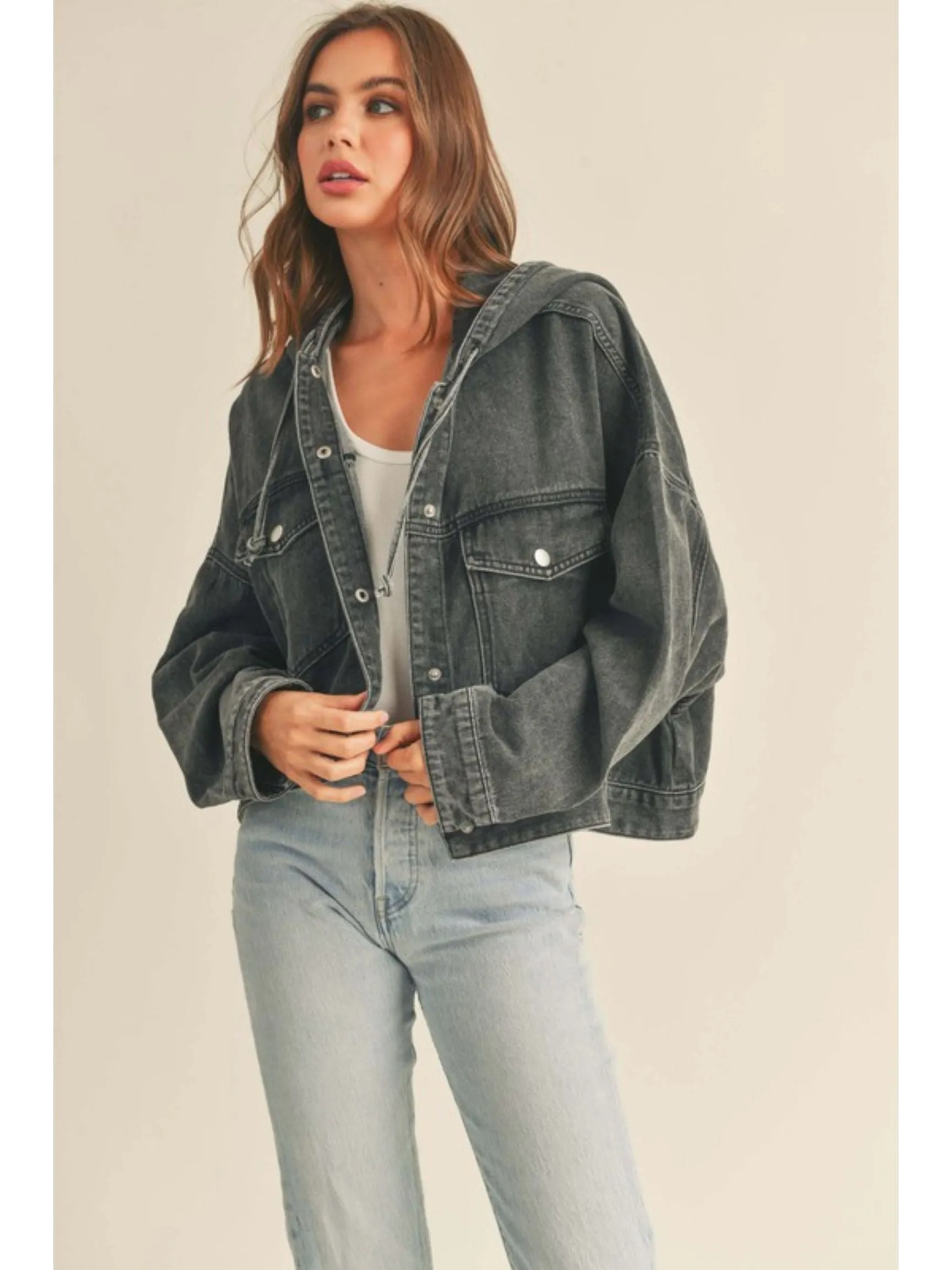 Washed Black Denim Jacket