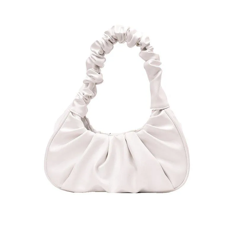 Women Hobo Pleated Tote Bag Candy Color Underarm Bag Small Handbag And Purses Shoulder Bag